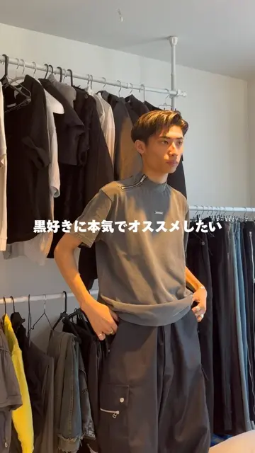 CS】Shoulder zip mockneck tee (pigment black) / 【シーエス