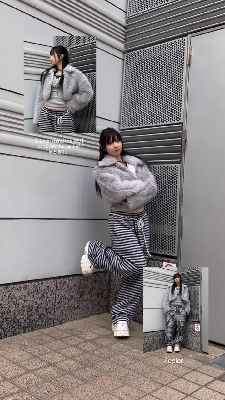 Never mind the XU】cropped fur jacket (4color) / 【ネバーマインド