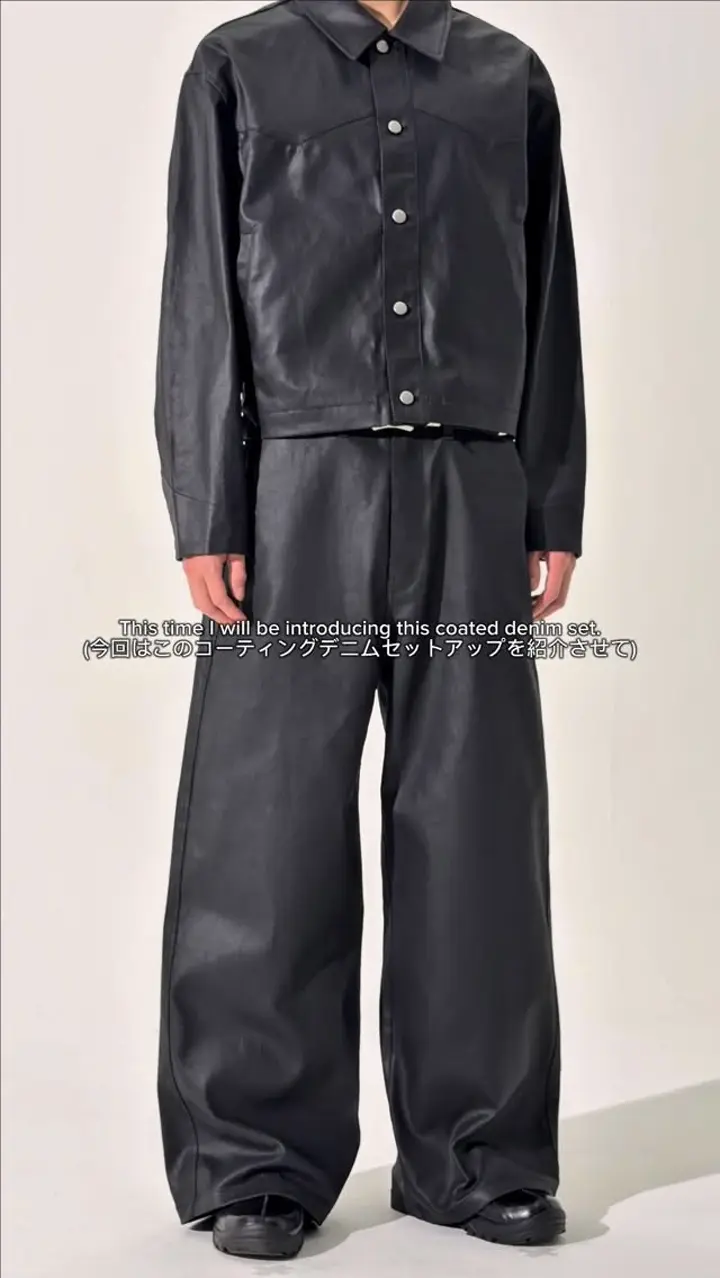 CS】coated wide denim pants (dark gray) | OUR BRAND,Chikashitsu +