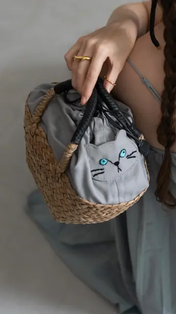 値下げ！ヘイニ　ミネットパニエ　白猫 楽天市場】【今すぐお迎え可能！】猫 ねこ かごバッグ