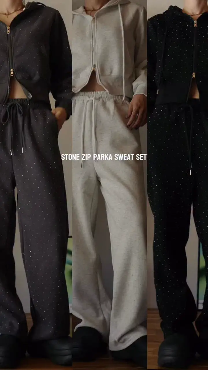 Stone  セットアップ　スウェット ストーンZIPパーカースエットセット/チャコール | osrsofficial