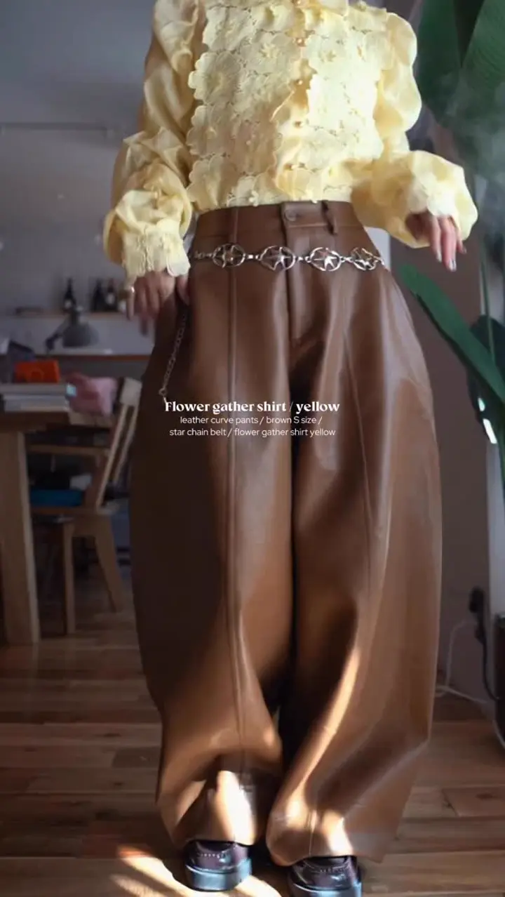 レザーカーブパンツ/ブラウン○再販なし | osrsofficial