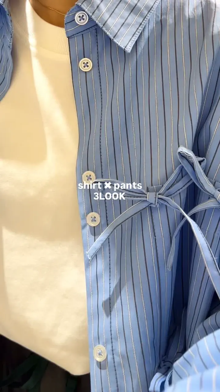 COURREGES PARIS リボン付きライトブルーシャツ COURREGES PARIS リボン付きライトブルーシャツ COURREGES PARIS