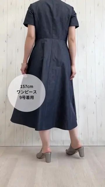 美品 デュアルヴュー コットン × リネン デニムワンピース 40 日本製 &yarn 】わたしの定番デニム 新作ワンピース・ベスト