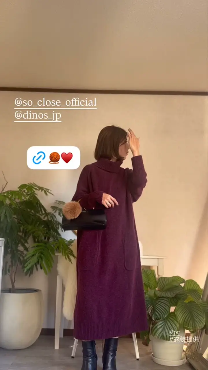 イタリア企画糸 ウールアルパカ混 ニットワンピース 通販 - ディノス