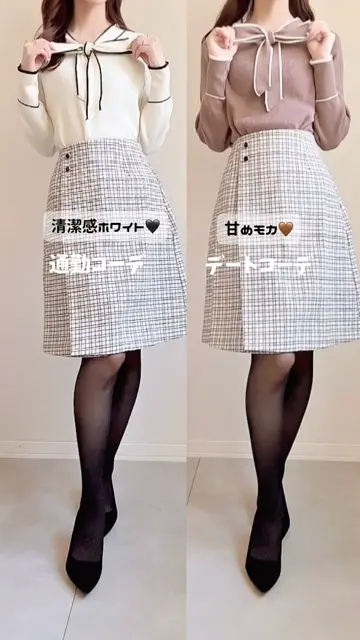 配色ボウタイニットトップス - ベルーナ【公式】