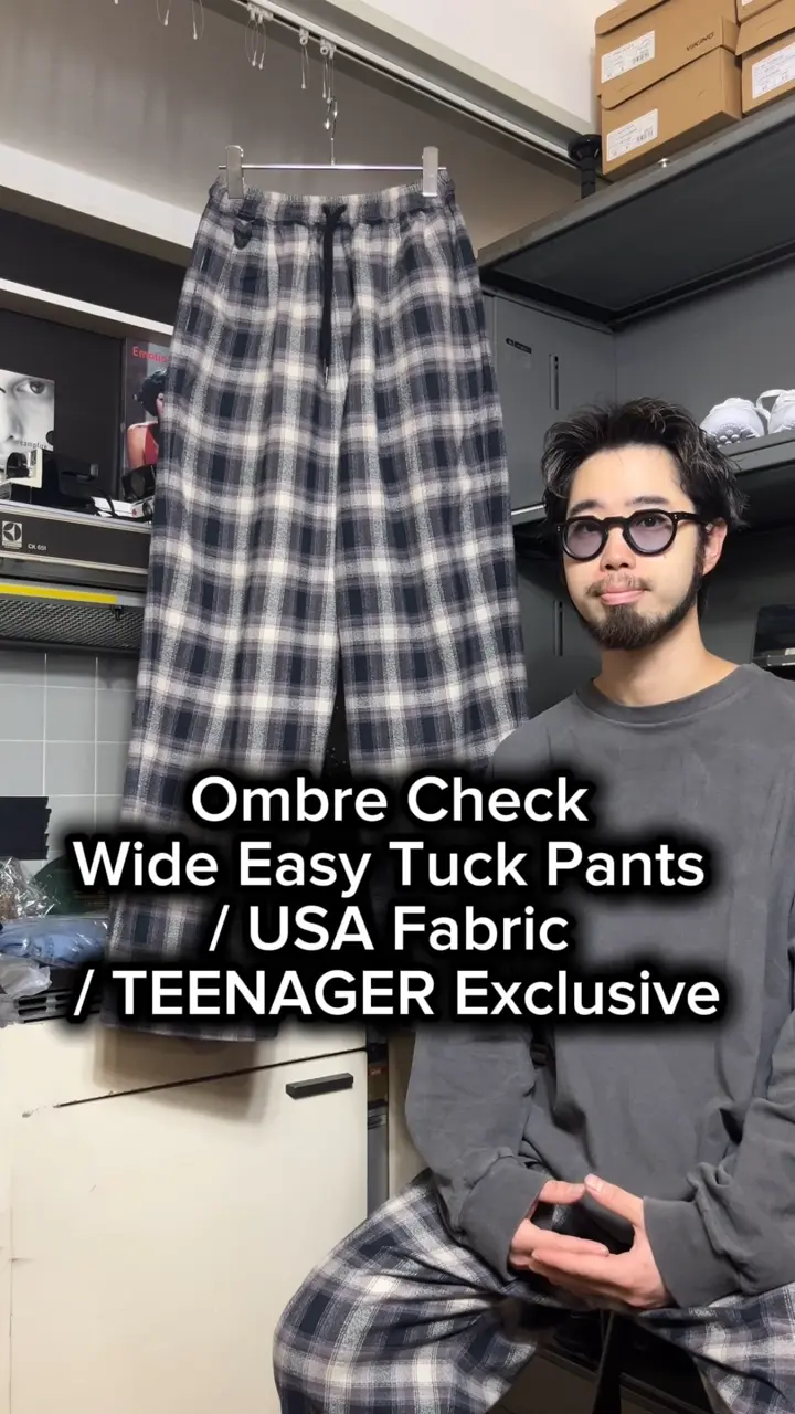 Ombre Check Wide Easy Tuck Pants / USA Fabric / TEENAGER Exclusive