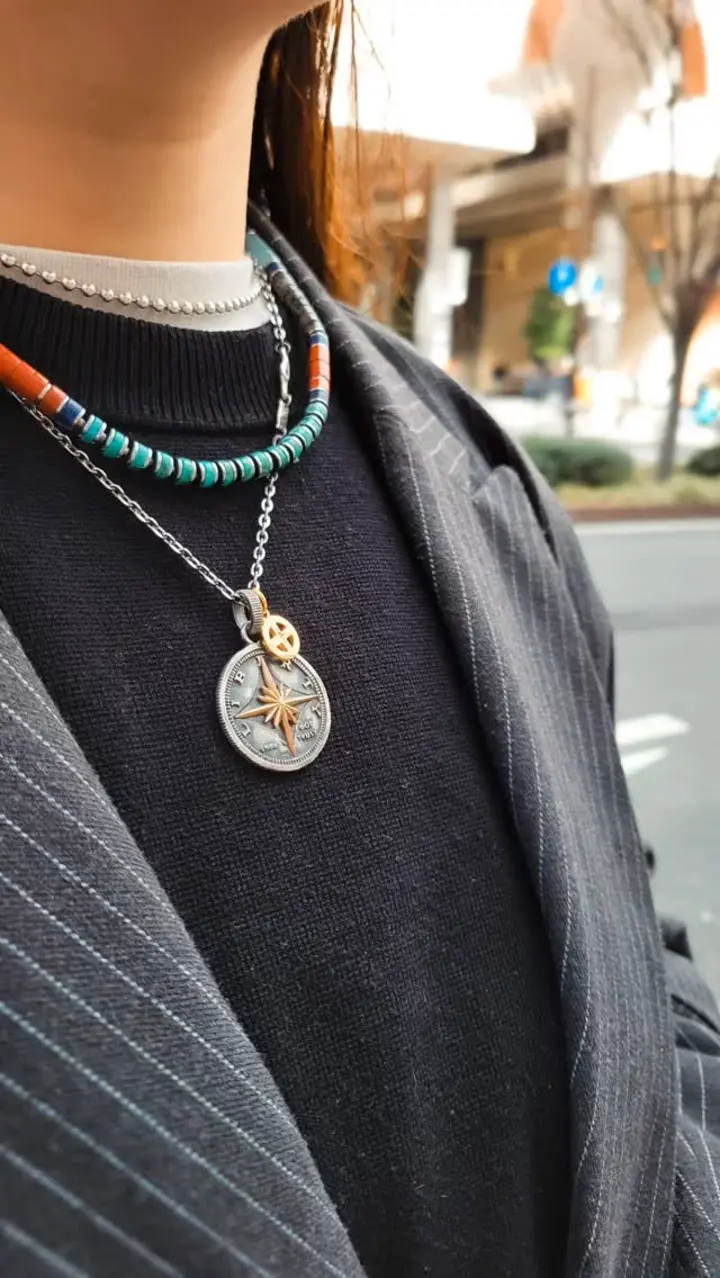 50セント硬貨モチーフ シルバー925ペンダントトップ｜すべての