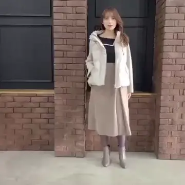 すまいる　　　ウール　異素材切り替え　ドッキング　ショートコート 401a8346599608de3510de5dddae79