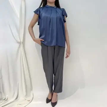 アシメスタンドネックフリルスリーブブラウス - 12Twelve Agenda