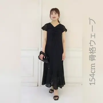 【TOTEME】クロシェ ドレス ブラック SALE】クロシェ風レースティアードロングワンピース - 12Twelve