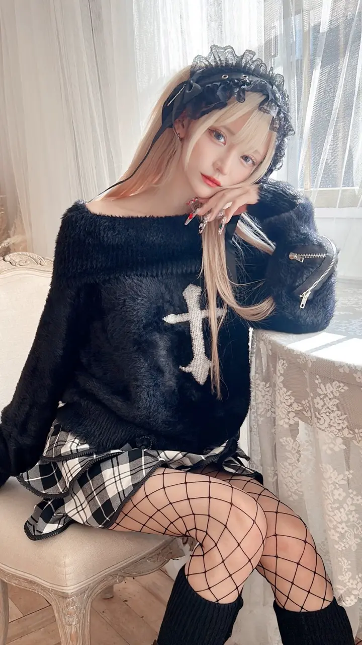 MA*RS】ジップ付きクロスハイネックニット - ブラック size-F | 地雷系