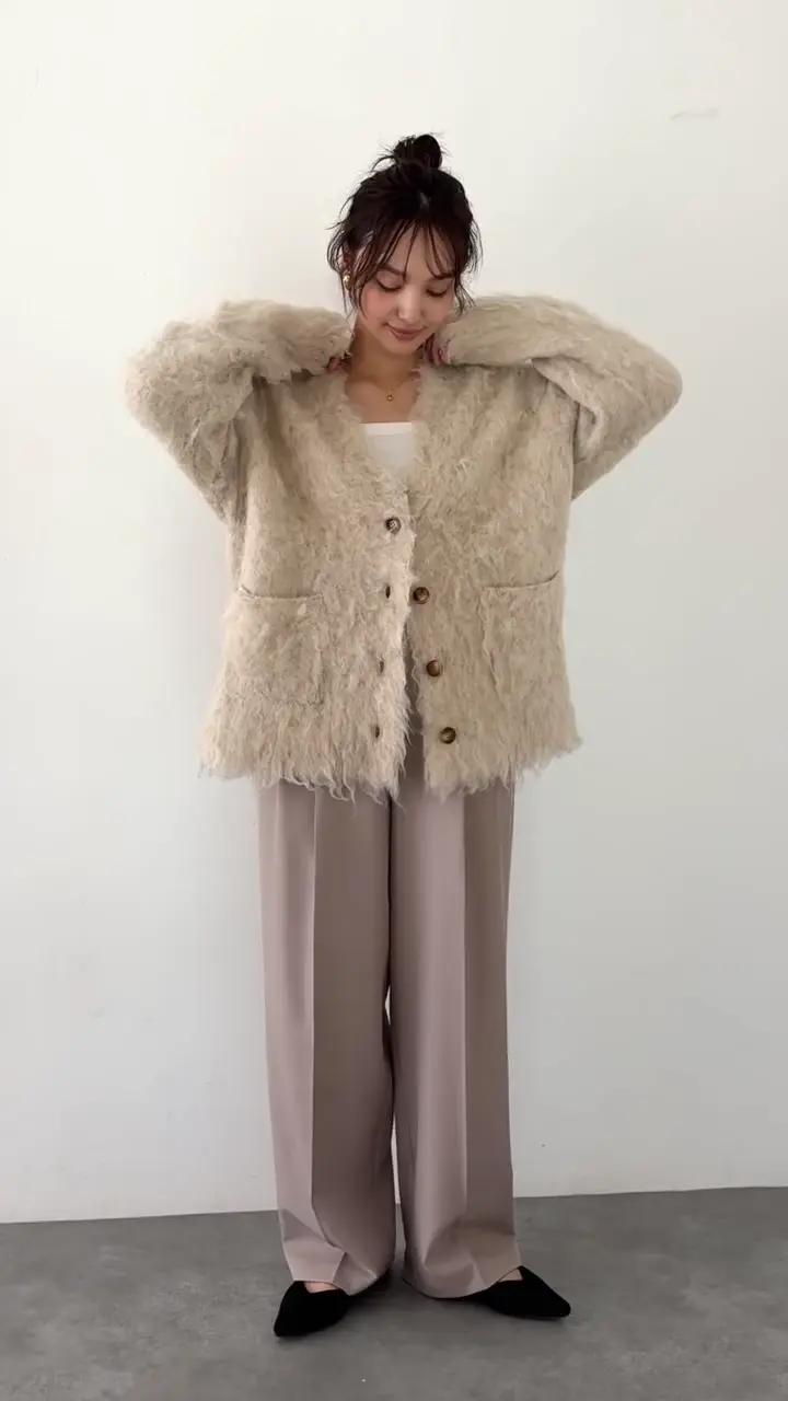 【グレー】【スタッフ人気No1】シャギー起毛カーディガン/ニット/軽量/ガーリー/ふわふわ abahouse mavie - 【グレー】【スタッフ人気No1】シャギー起毛