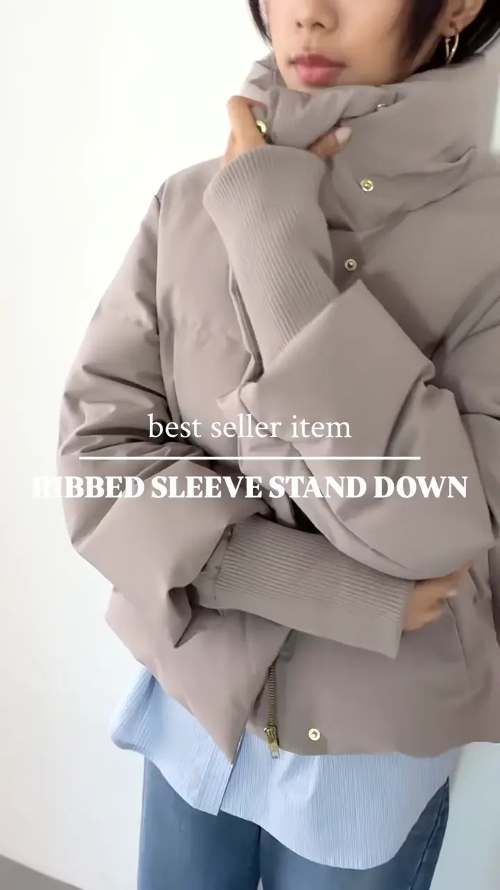 WEB Domani掲載】袖リブシームレススタンドダウン/ロングセラー/定番