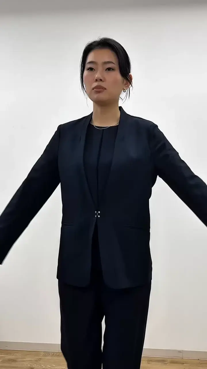 3点セット/エニデイカセット】ノーカラージャケット＆バックフレア