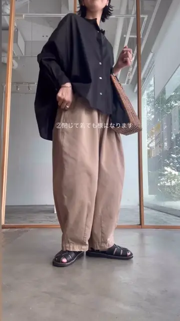 ina ウッディハウス/タックパンツ 40サイズBLACK ina ウッディ