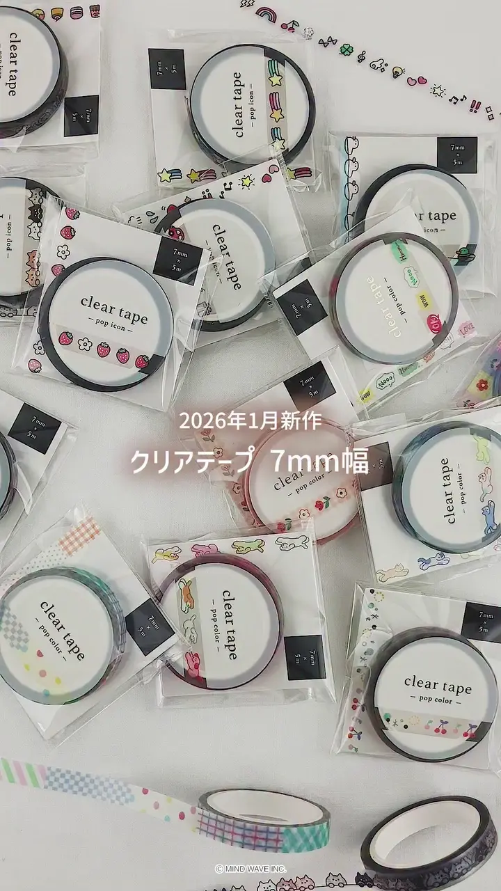 クリアテープ 7mm幅 箔押し pop color 花1 | マインドウェイブ