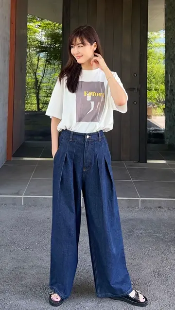 【美品】 theory ワイドデニムパンツ 26 アイスブルー Shihoセレクト】タックワイドデニムパンツ Day and Grade