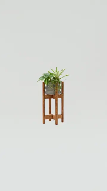 Wood Stand M 高さのある木製スタンド｜土を使わない観葉植物 – &Green