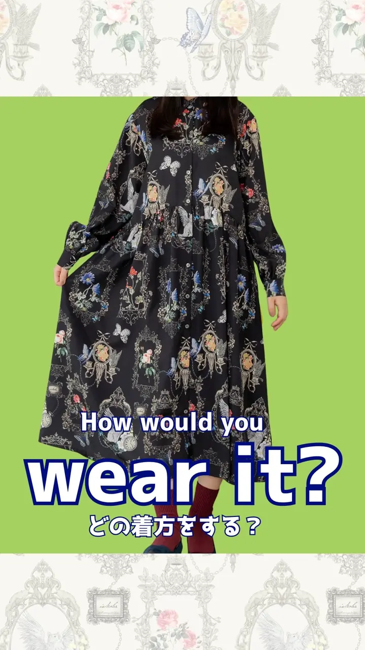 553282：ヴィンテージ風額縁柄シャツワンピースの通販-ScoLar