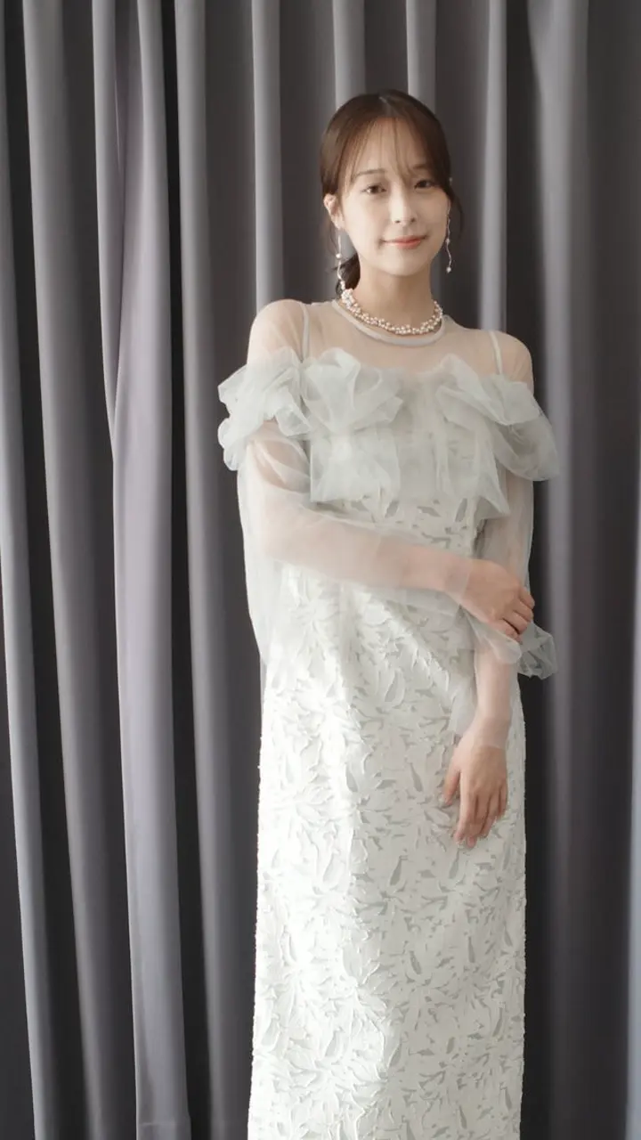 LADYボリュームチュールジャガードドレス｜ラグナムーン（LAGUNAMOON