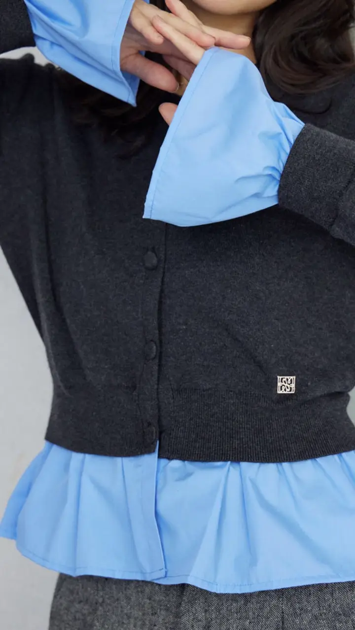 ペプラムドッキングニットカーディガン｜ラグナムーン（LAGUNAMOON