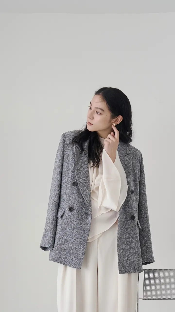 新品タグ付き ツイードライクノーカラーデニムジャケット セール】ツイードライクノーカラーデニムジャケット 【春服