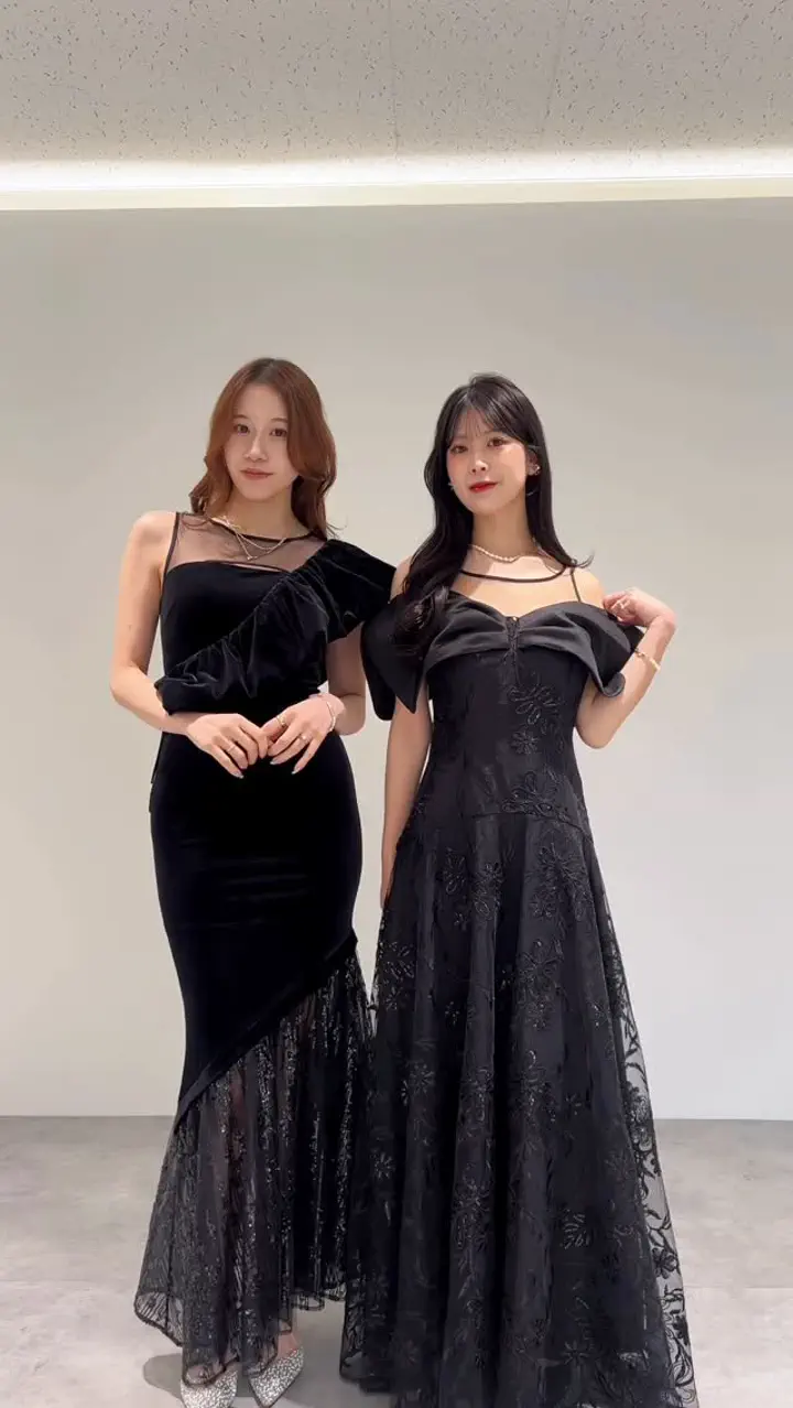 LEJA LUXE】ビッグリボンモチーフオフショルダースパンコールドレス