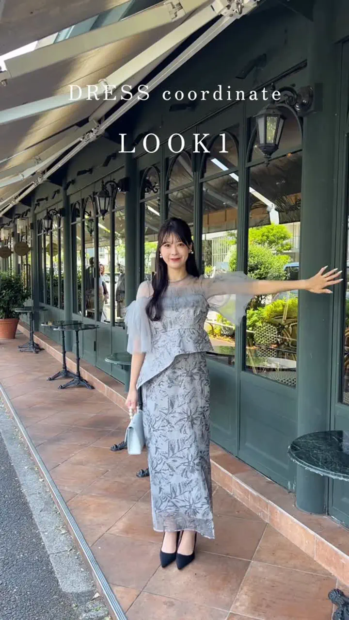 当日発送】バックリボンスパンコールシアーワンピースセットワンピース