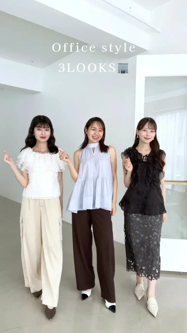 当日発送】ノーカラーシアーオーガンジーフレアペプラムトップス