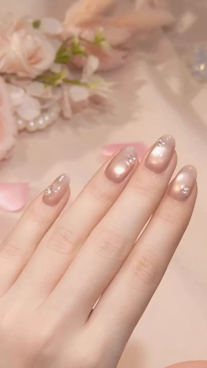 サイズオーダー ネイルチップ くすみピンク マグネット 夏 キラキラ