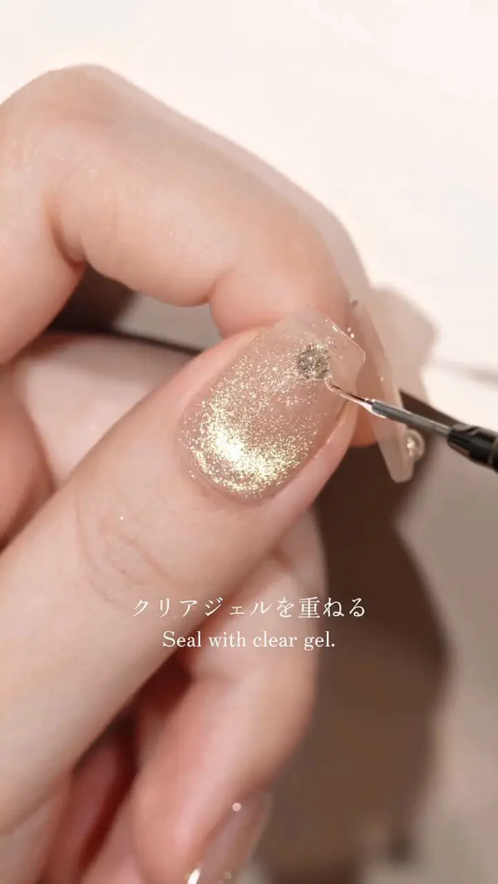 オーダーネイルチップNo.31 暖色系 ラメ キラキラ ニュアンスデザイン