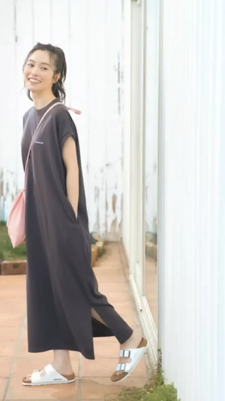 L's]FRENCH SLEEVE OP T/C JERSEY/フレンチスリーブワンピース