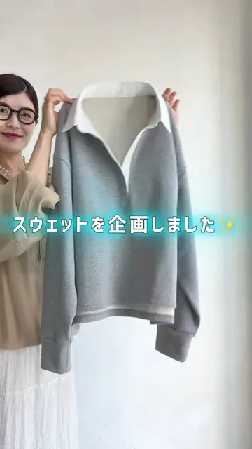 tシャツ 「インフルエンサー OKOCHI企画」シャツ襟ラガースウェットトップス レディース DouDou tシャツ 「インフルエンサー OKOCHI企画」シャツ襟ラガー