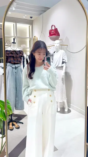 【にこ】La boutique BonBon トップスセット La boutique BonBon｜【セットアップ可】シアーデニムクロップド