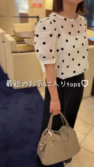 ドット柄シアーブラウス レディース｜パフスリーブで華奢見え＆今っぽ