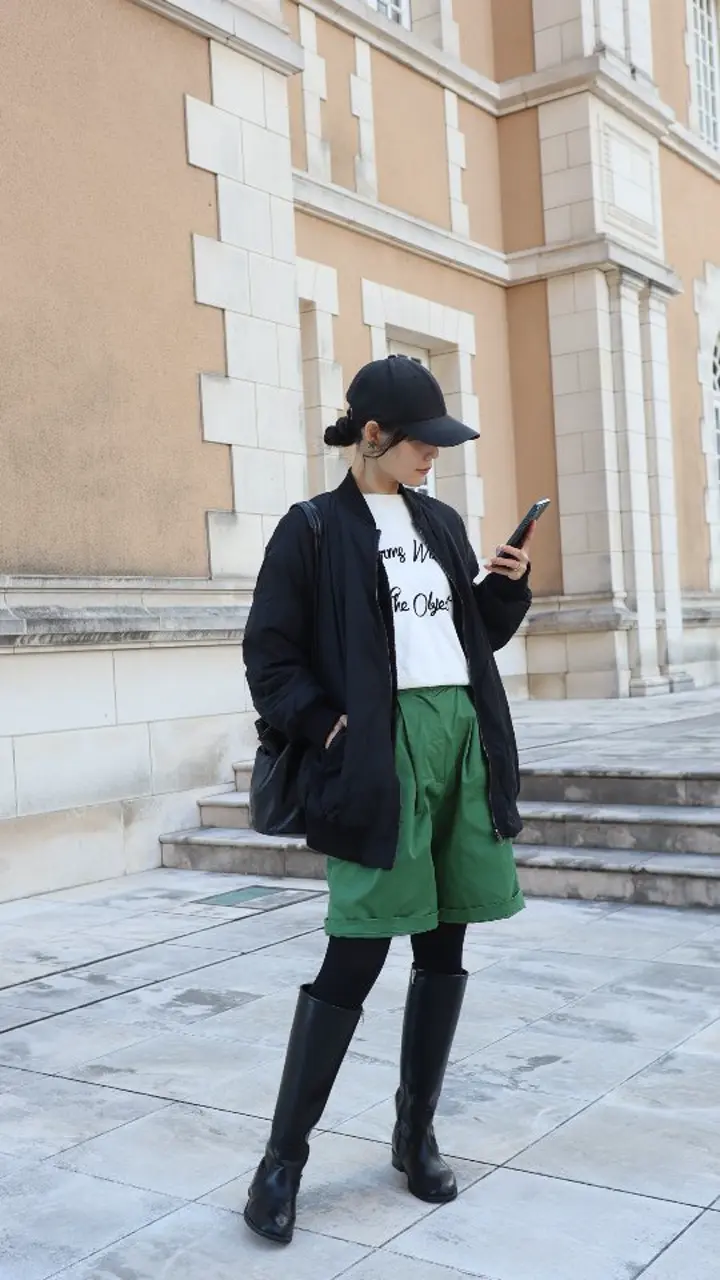 リバーシブルMA-1裏ボアブルゾン レディース ロング丈 長袖 M | アクア