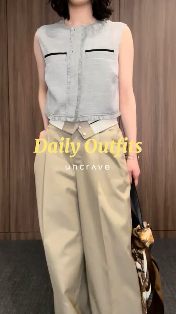 uncrave チノギャバジン ワイドトラウザー 