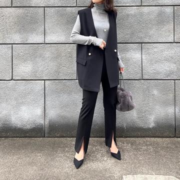 パールで女性らしい印象に・手洗い可】ビッグパール釦ジレ | La