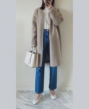 小山田早織さんスタイリング】ノーカラーボアコート | RIVE DROITE