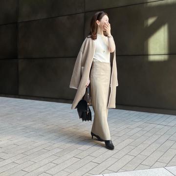 小山田早織さんスタイリング】ノーカラーボアコート | RIVE DROITE