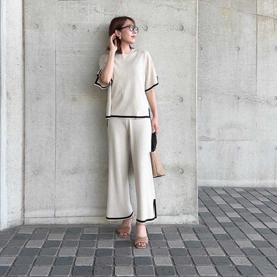 バイカラーサマーニットセットアップ 春 夏 秋 M L レディース