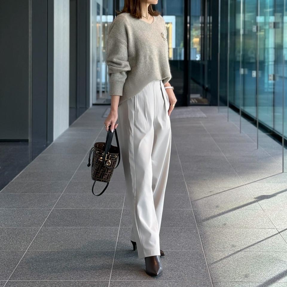 セットアップ可】タック入りエッグパンツ レディース 春 秋 冬 M