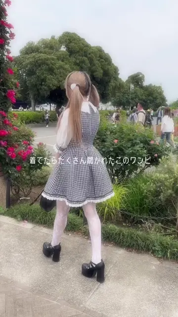 タグ付き美品　コットンウール　ギンガムチェックワンピース　ネイビー系　Lサイズ タグ付き美品コットンウールギンガムチェックワンピースネイビー