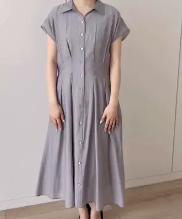 ベルト付きフレンチスリーブワンピース/洗える(ワンピース) | MK