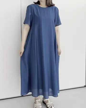 ドビーストライプフレアーシルエットワンピース/洗える(ワンピース