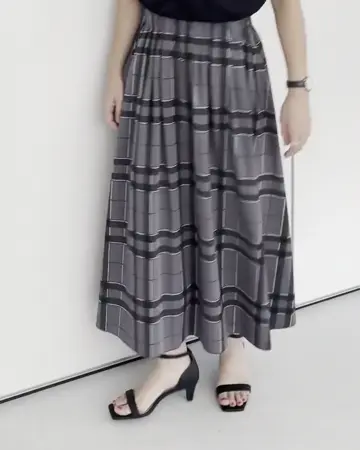 リバーシブルチェックスカート/洗える(ロング・マキシ丈スカート) | MK