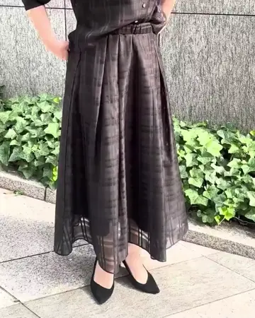 新品☆ミッシェルクラン ロングコート スカート セット チェック ウールカシミヤ シアードビーチェックスカート/洗える(ロング・マキシ丈スカート) | MK