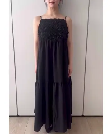 フラワー3D刺繍ティアードキャミワンピース/洗える(ワンピース) | MK