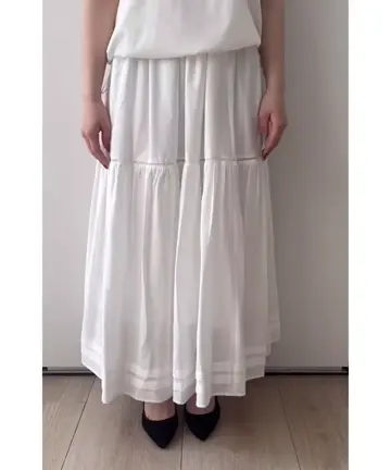 最終価格　maison echelle　ハシゴレースアイラインスカート ハシゴレースIラインスカート【リサイクルポリエステル